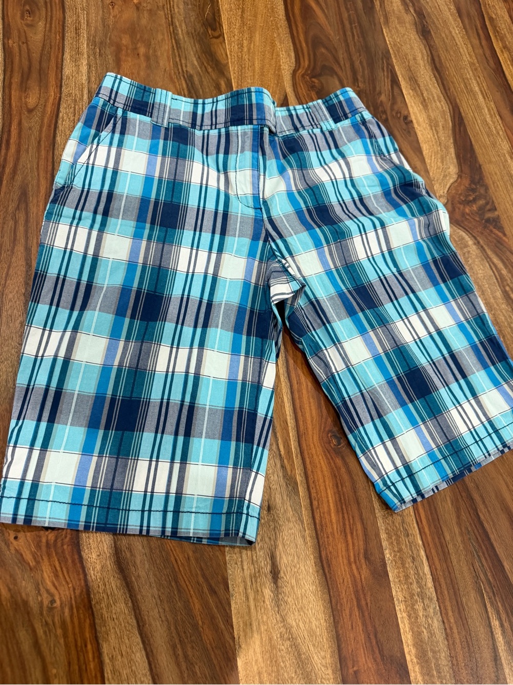 New York & Company Blue Plaid Kids Shorts